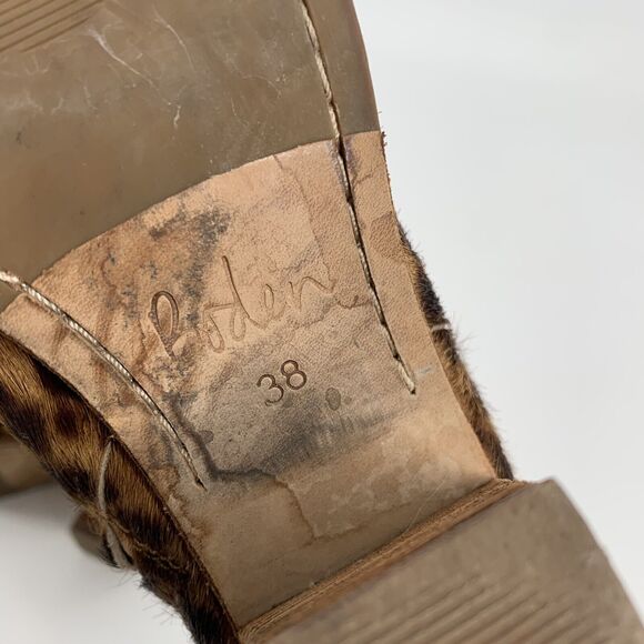 Boden Hoxton Calf Hair Leopard Print Ankle Boots 38 7 Womens Brown Low Booties - Picture 8 of 10